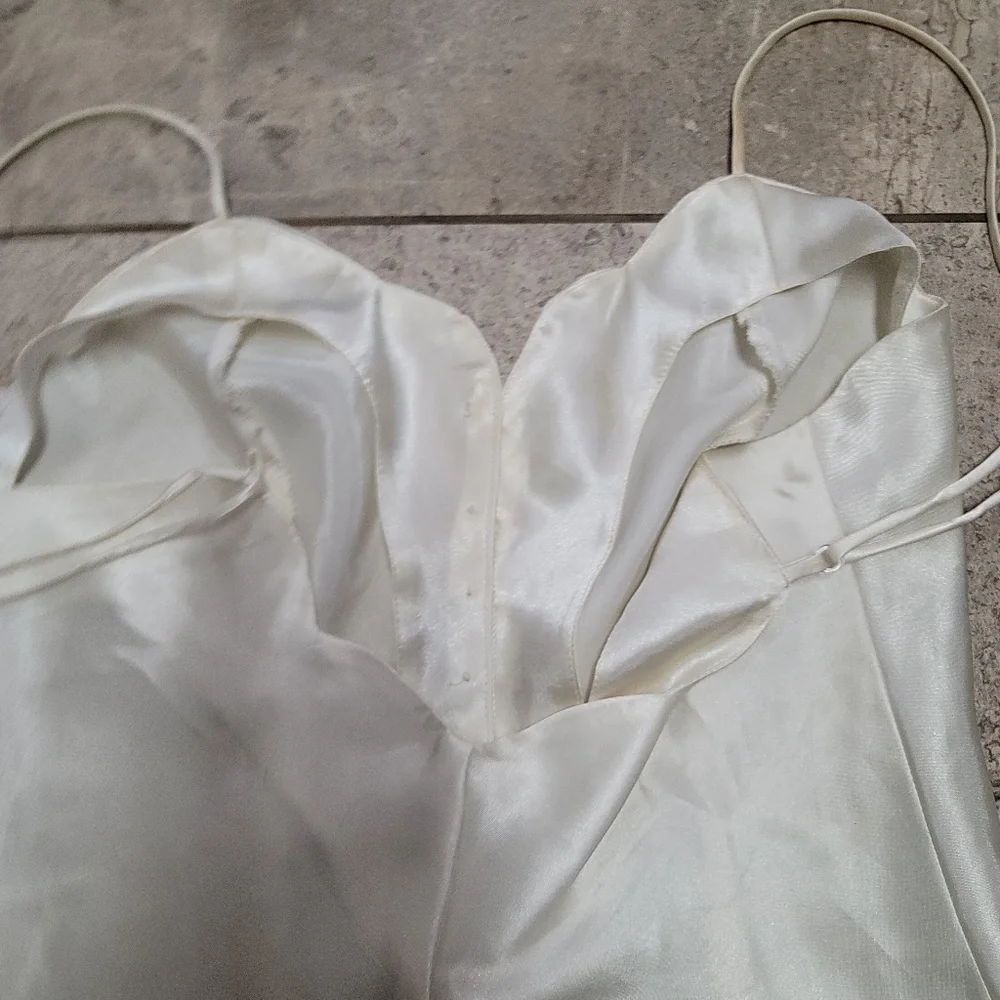 Vintage 90s Victoria’s Secret Gold Label Satin Bridal Slip Mini Dress Ivory - Picture 11 of 12